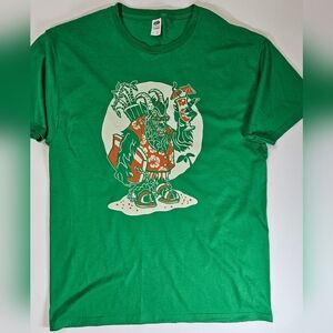 Krampus T-shirt‎ Mens Large Green Fruit Of The Loom Cotton Graphic Christmas Tee